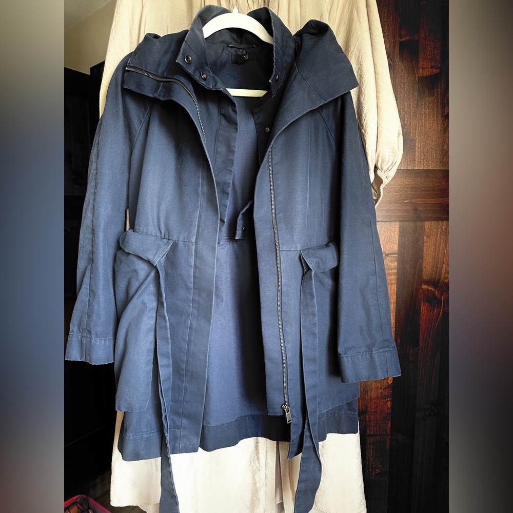 COS Navy Canvas Trench Coat